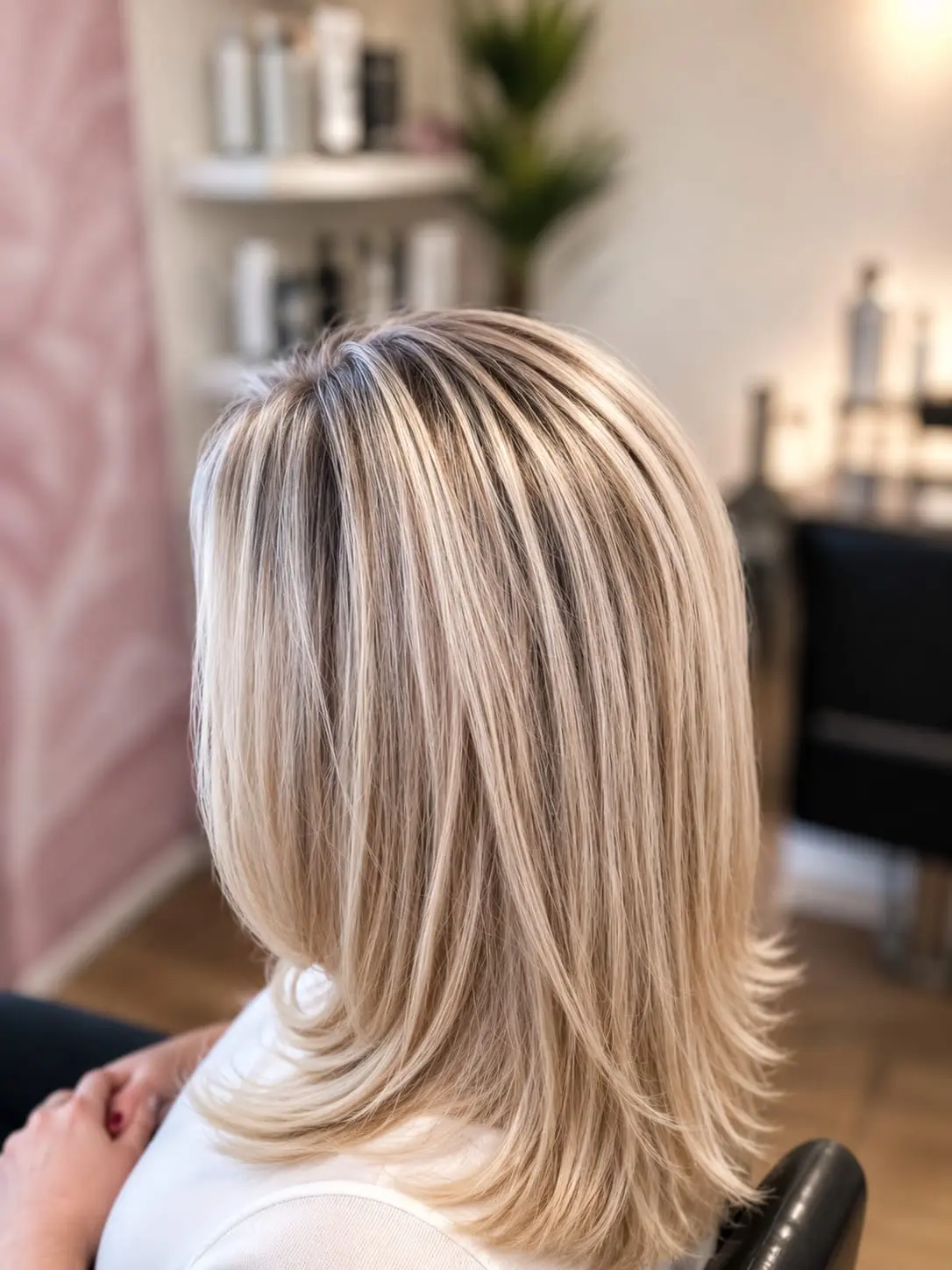 Blond page med ljusa slingor och mjukt böjda toppar